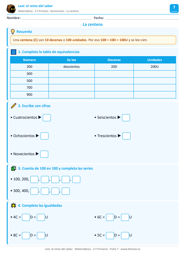 Ficha 7. La centena 