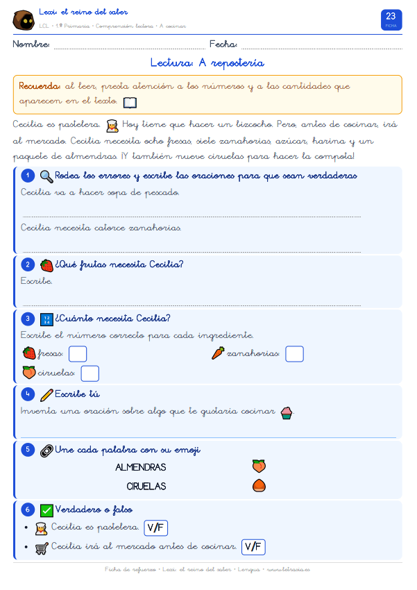 Ficha 23 - Comprensión lectora