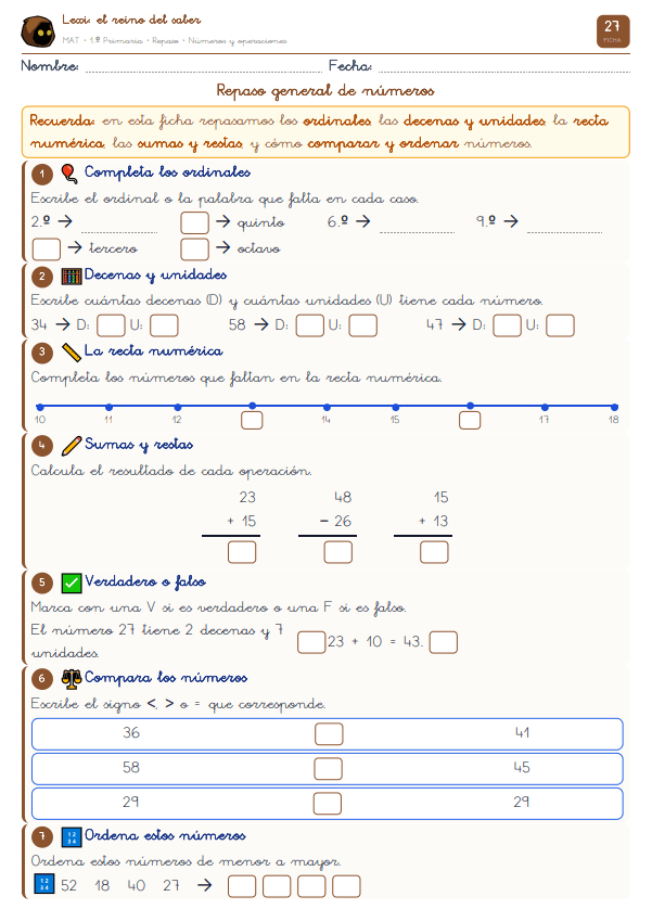 Ficha 27 - Repaso general de números