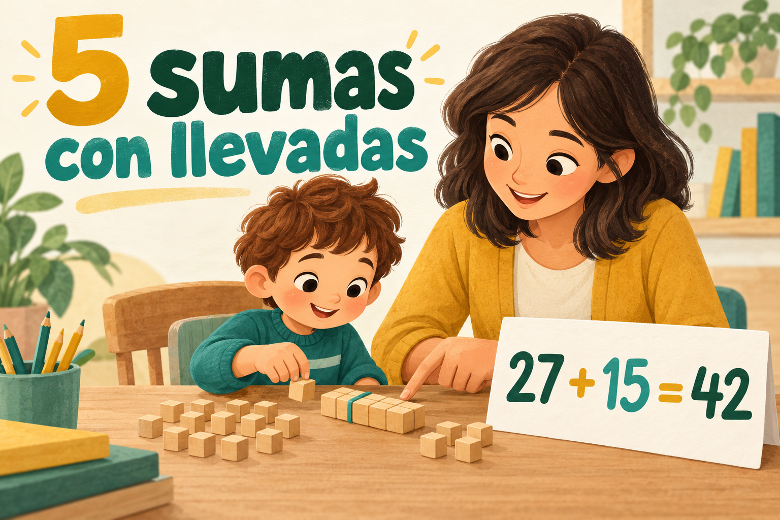 5 sumas llevando resueltas paso a paso