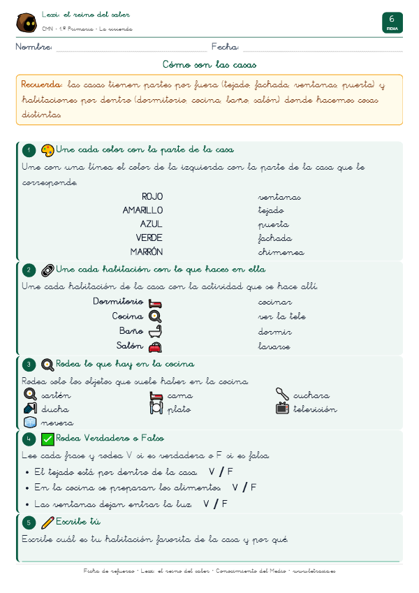 Ficha 6 - Las casas por fuera y por dentro