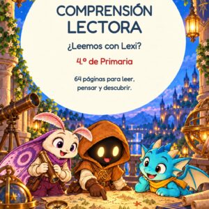 Portada de ¿Leemos con Lexi?, cuaderno de comprensión lectora para 4.º de Primaria con 32 lecturas.