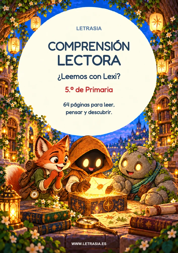 Portada del cuaderno de comprensión lectora de 5.º de Primaria de Letrasia