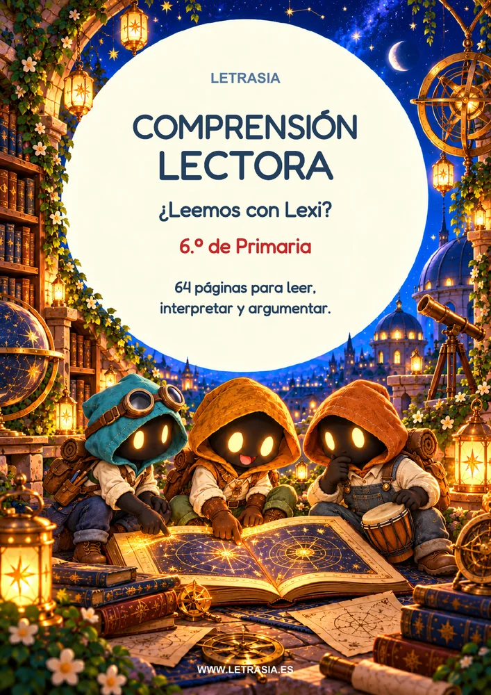 Portada del cuaderno de comprensión lectora de 6.º de Primaria de Letrasia