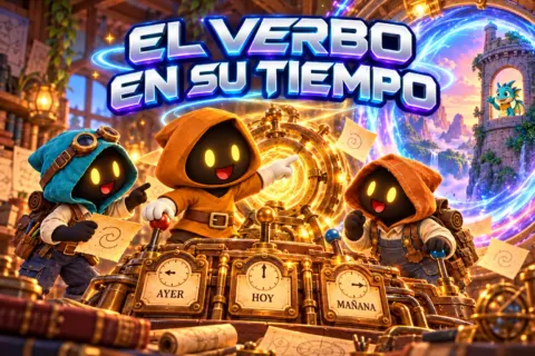 Lexi viajero del tiempo con su reloj en un laboratorio de portales